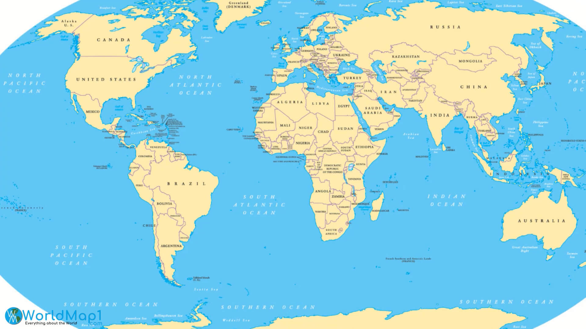 Antarctica and World Countries National Map